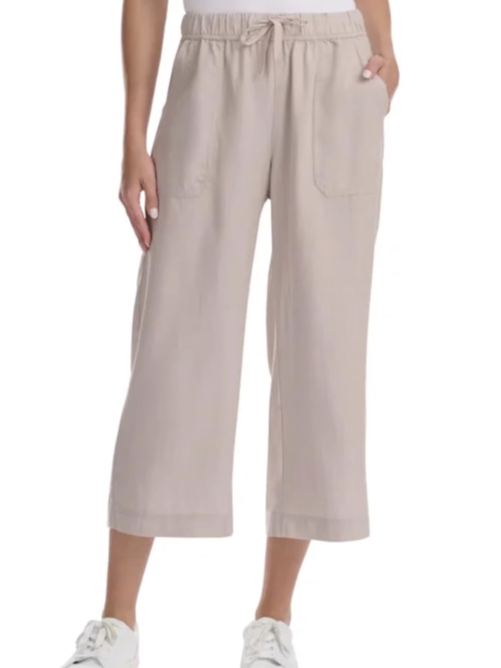 Splendid Womens Khaki Pull On Wide Leg Crop Ankle Pant M